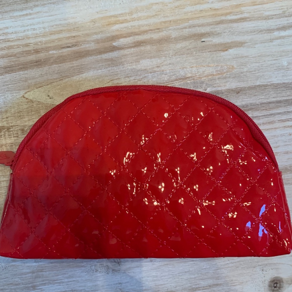 NWOT Red Quilted Glossy Ipsy Cosmetic Bag
